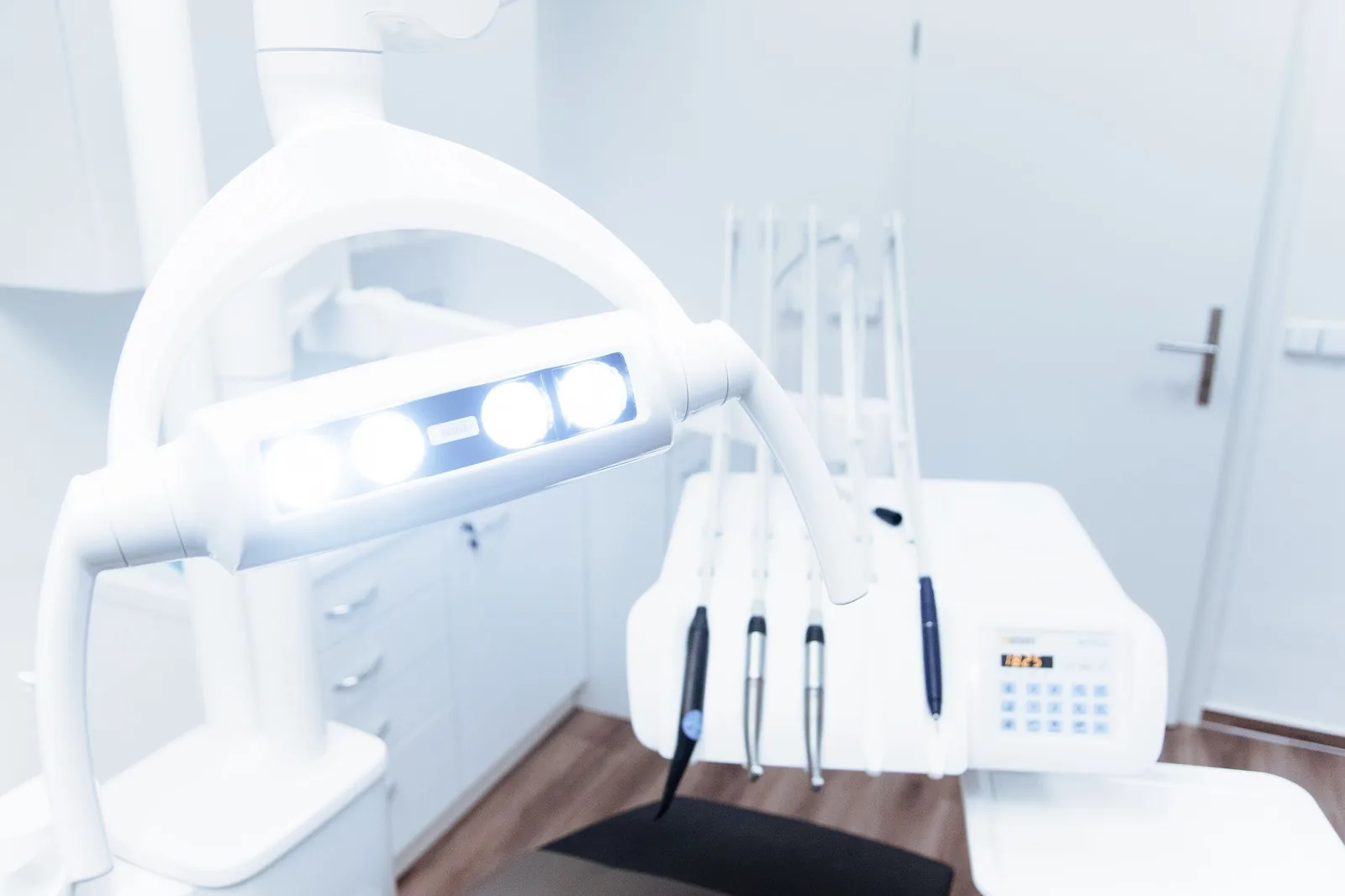 Treatment lamp over a dental chair