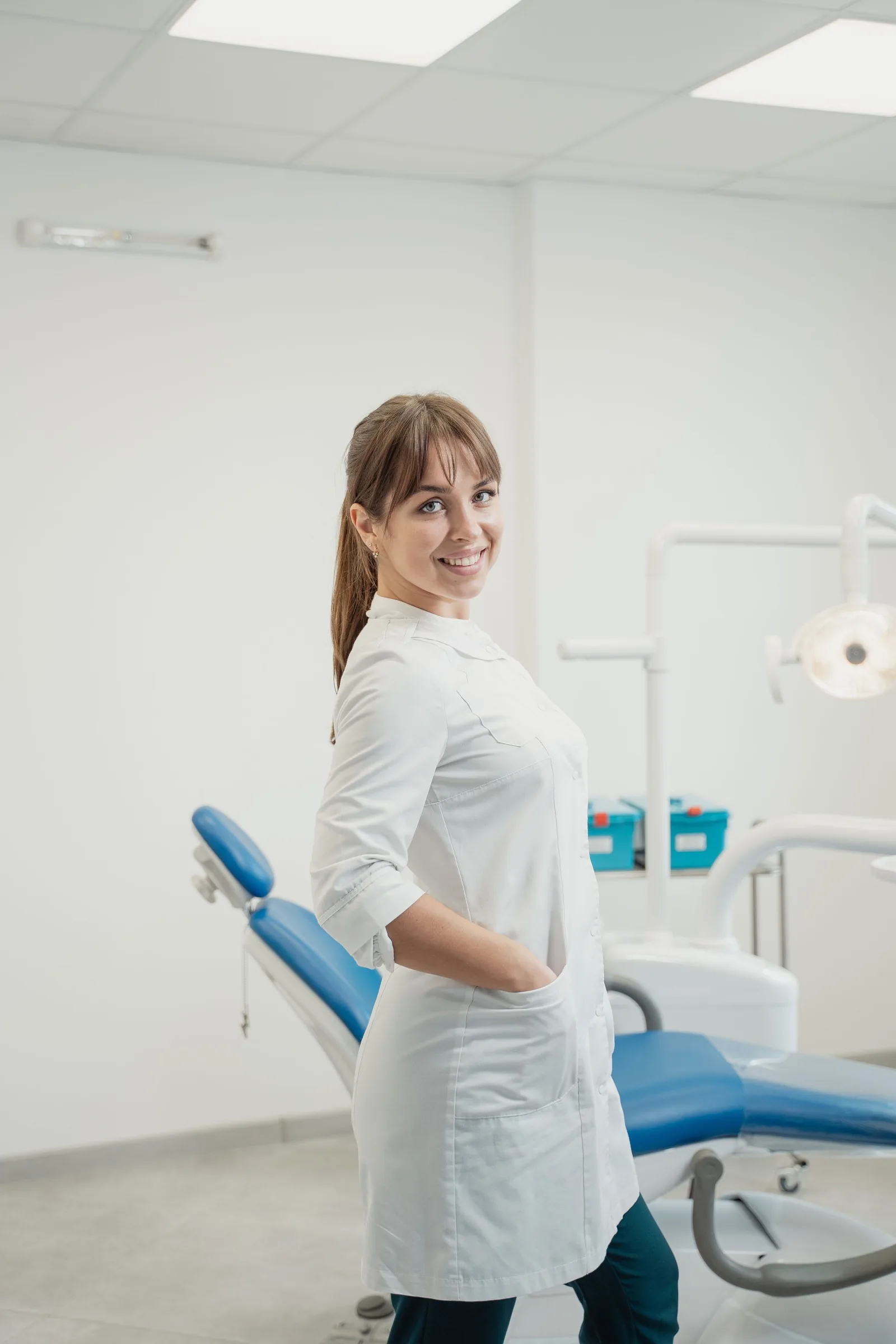 Portrait of a hygienist in a white coat